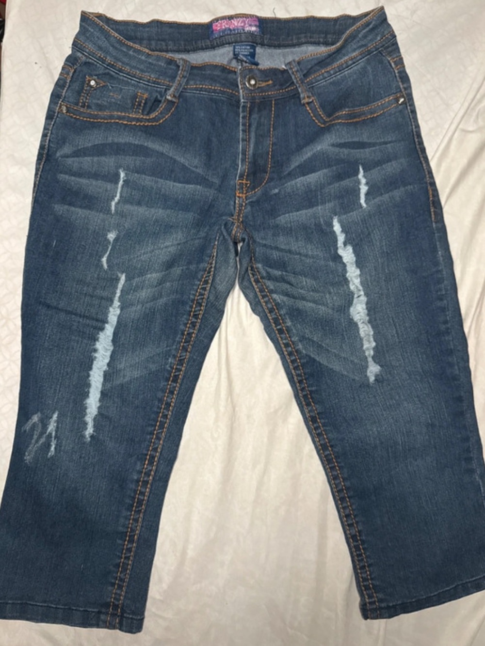 Lee Women's Distressed Blue Denim Capris